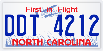 NC license plate DDT4212