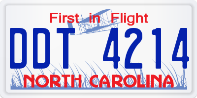 NC license plate DDT4214