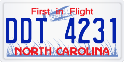 NC license plate DDT4231