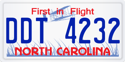 NC license plate DDT4232