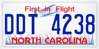 NC license plate DDT4238