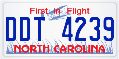 NC license plate DDT4239