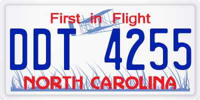 NC license plate DDT4255