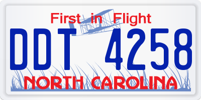 NC license plate DDT4258