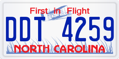 NC license plate DDT4259