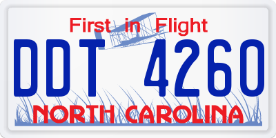 NC license plate DDT4260