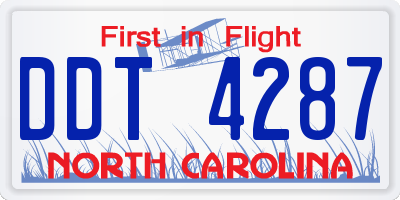 NC license plate DDT4287