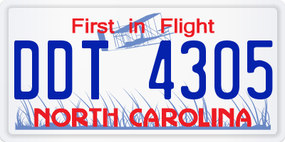 NC license plate DDT4305