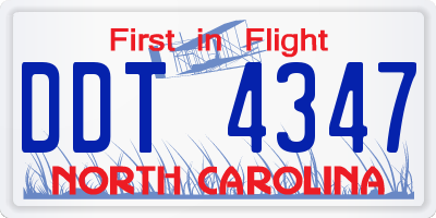 NC license plate DDT4347