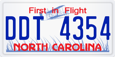 NC license plate DDT4354