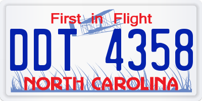 NC license plate DDT4358