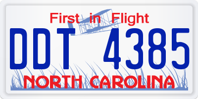 NC license plate DDT4385