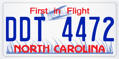 NC license plate DDT4472