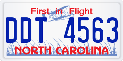 NC license plate DDT4563