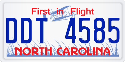 NC license plate DDT4585
