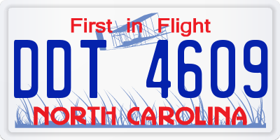 NC license plate DDT4609