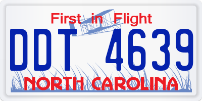NC license plate DDT4639