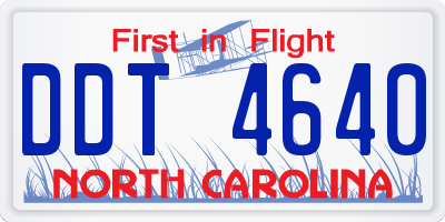 NC license plate DDT4640