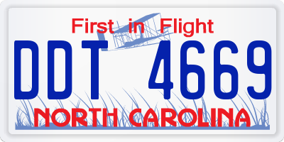 NC license plate DDT4669