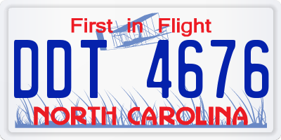 NC license plate DDT4676