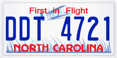 NC license plate DDT4721