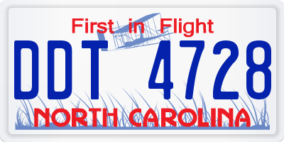 NC license plate DDT4728