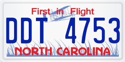 NC license plate DDT4753