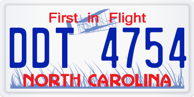 NC license plate DDT4754