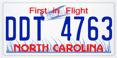 NC license plate DDT4763