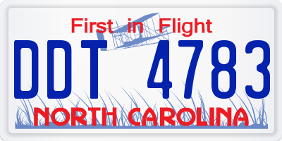 NC license plate DDT4783
