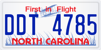 NC license plate DDT4785