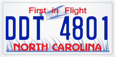 NC license plate DDT4801