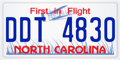 NC license plate DDT4830