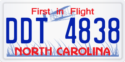 NC license plate DDT4838