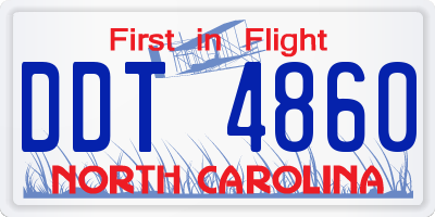 NC license plate DDT4860