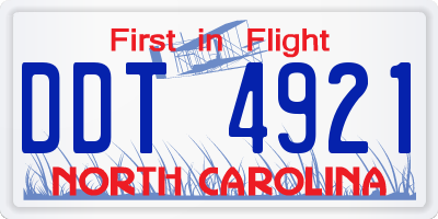 NC license plate DDT4921