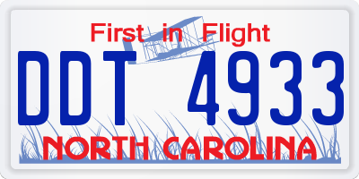 NC license plate DDT4933