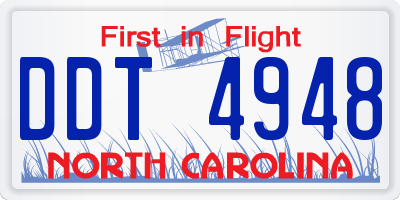 NC license plate DDT4948