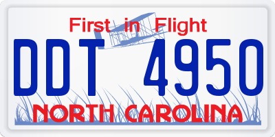 NC license plate DDT4950