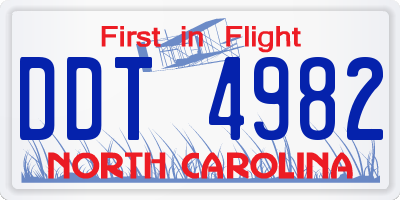 NC license plate DDT4982