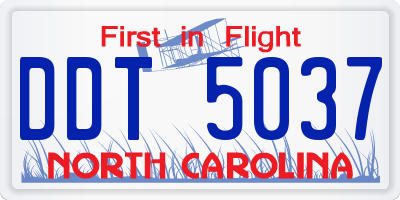 NC license plate DDT5037