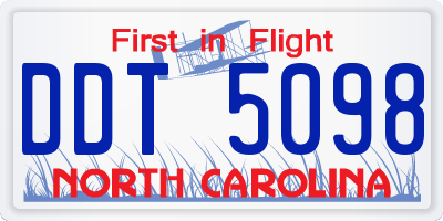 NC license plate DDT5098