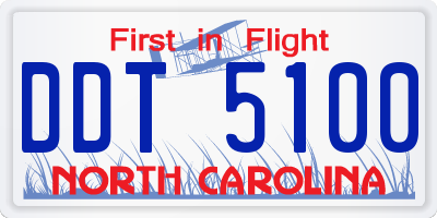 NC license plate DDT5100