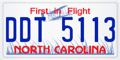 NC license plate DDT5113