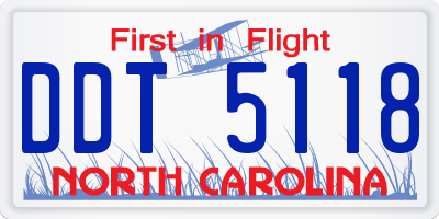 NC license plate DDT5118