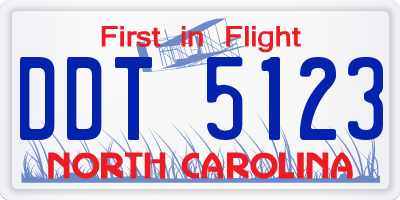 NC license plate DDT5123