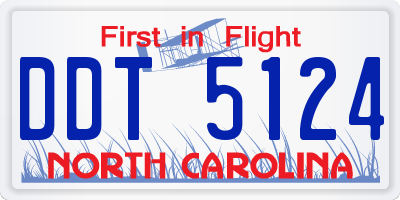 NC license plate DDT5124