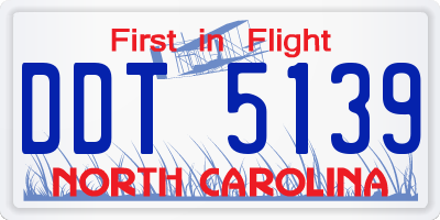 NC license plate DDT5139