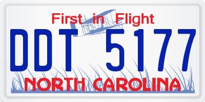 NC license plate DDT5177