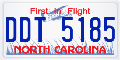 NC license plate DDT5185